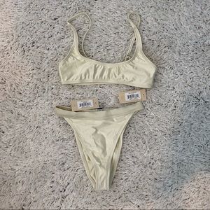 shiny high-cut bikini set